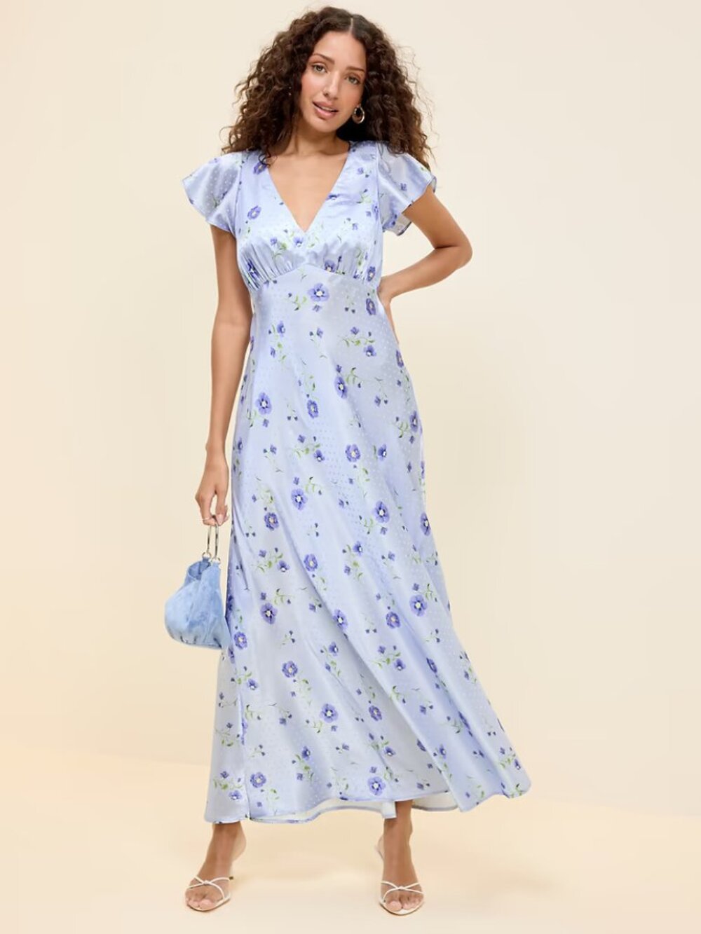 The Occasion by Old Navy Satin Flutter-Sleeve Maxi Dress Large Tall 60% off